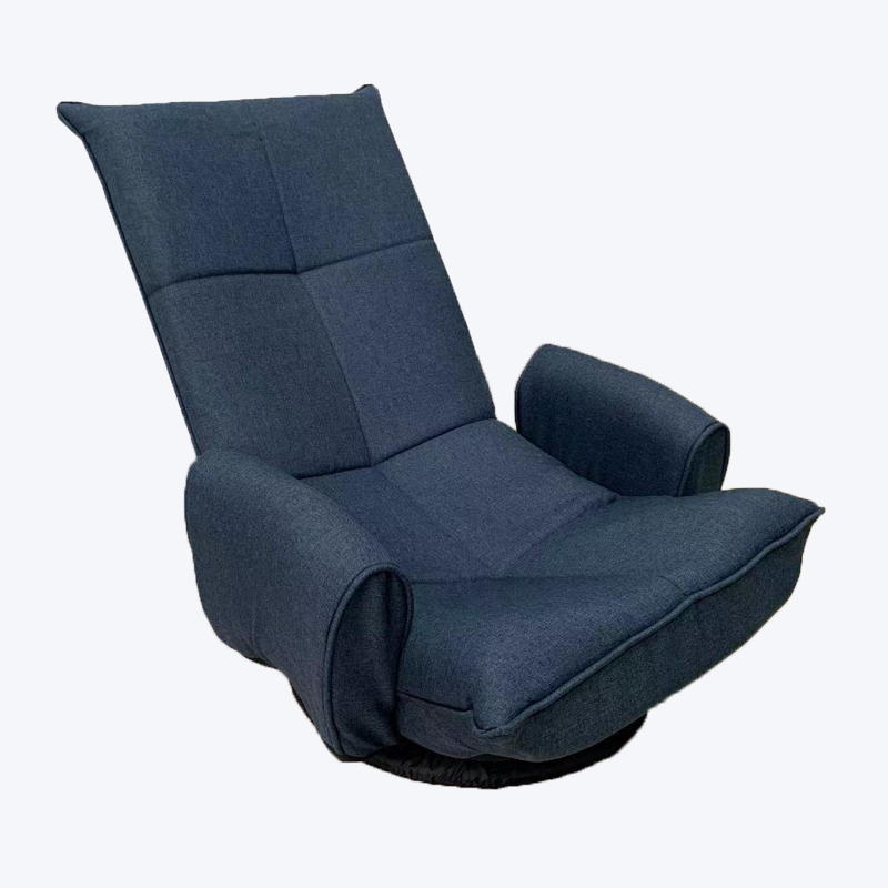 Fauteuil inclinable pliant et pivotant en tissu bleu foncé avec accoudoirs 730-S2-F