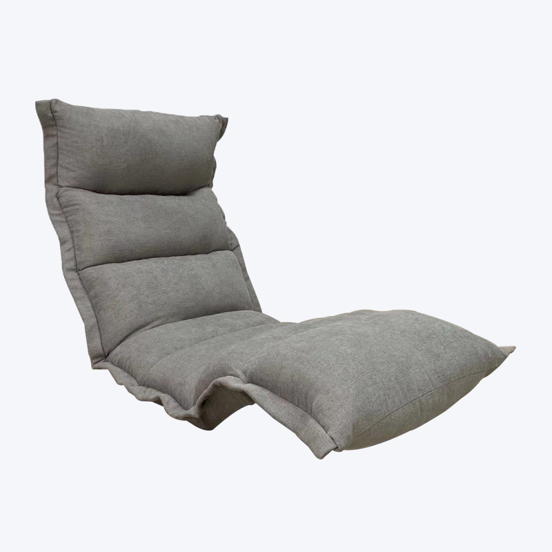 Chaise de sol réglable pliante grise avec appuie-tête et repose-pieds LLSB