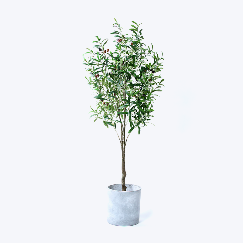 Fausse plante verte et pot Olive-l