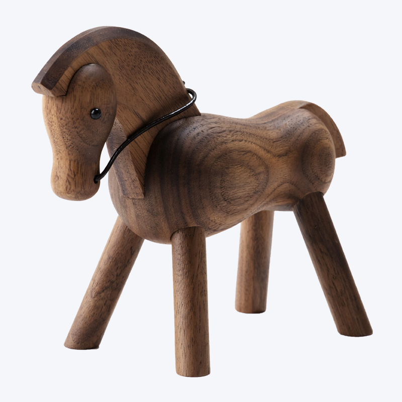 Artisanat de design créatif ornements de cheval en bois brun foncé-S